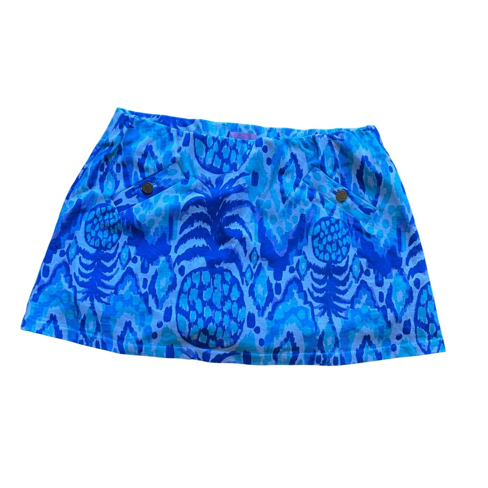 Lilly Pulitzer Blue Pineapple Ikat French Terry Skort Women Large Coastal Resort